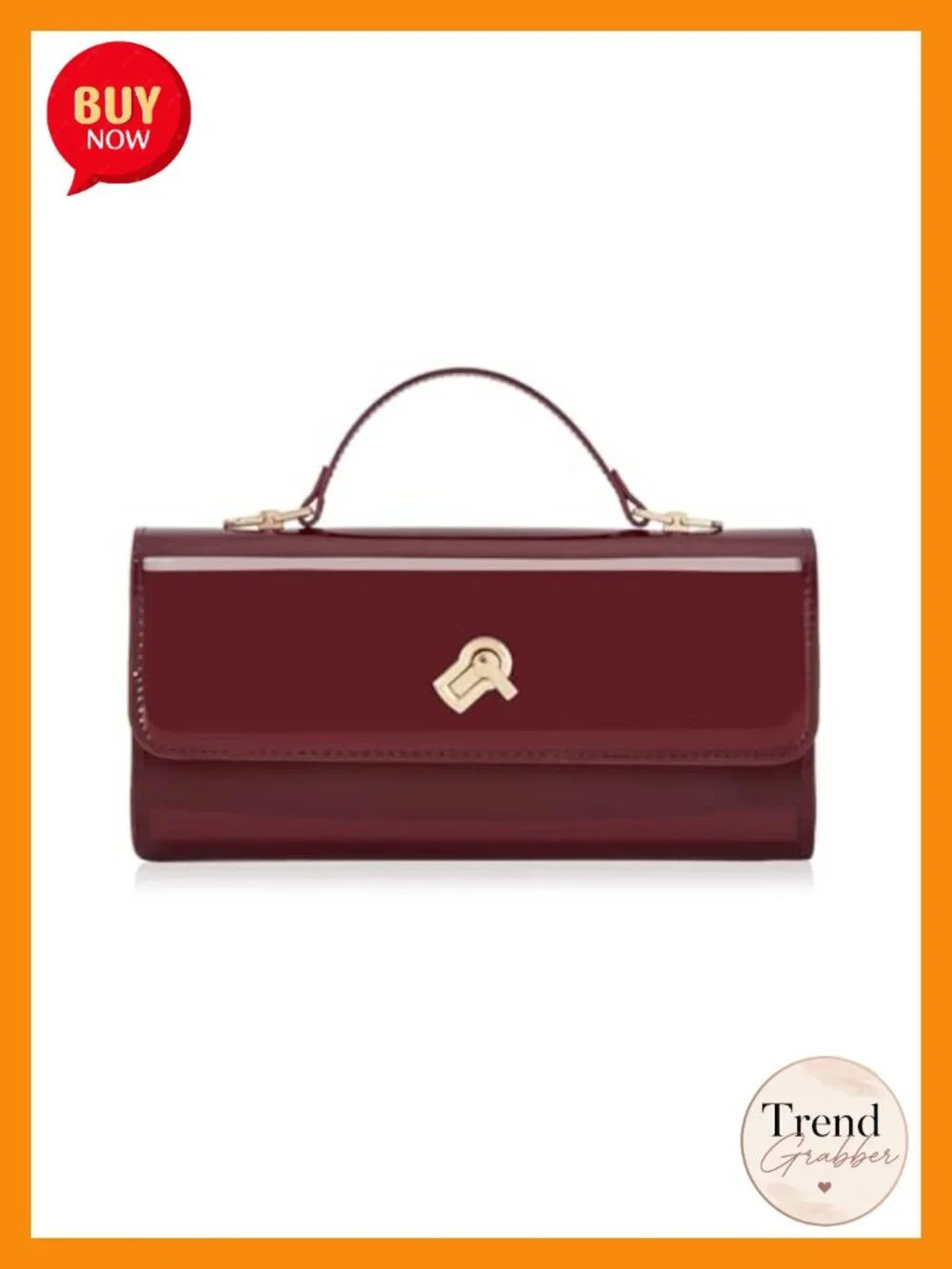 Metallic PU Leather Evening Clutch Bag Square Box Purse with Chain Strap